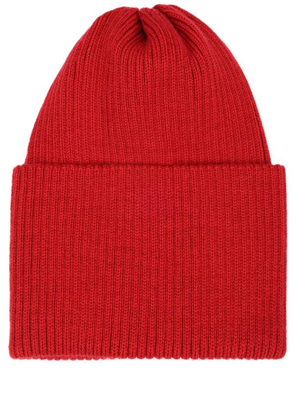 Детская шапка из мериноса - цвет красный