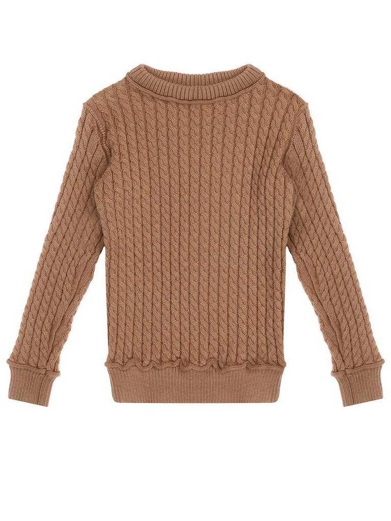 Детский свитер песочного цвета - вязка косичка